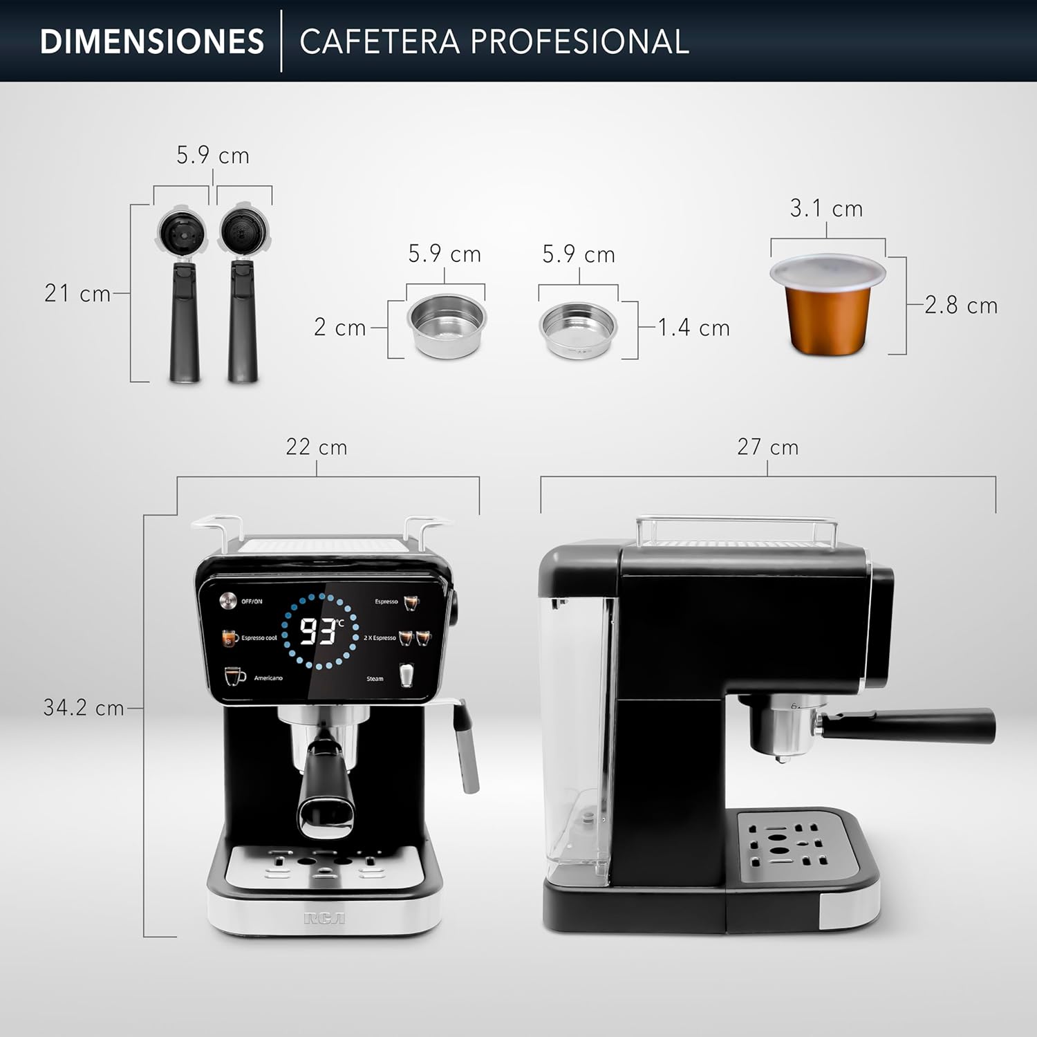 Cafetera con Molino RCA RC-CAF5-2