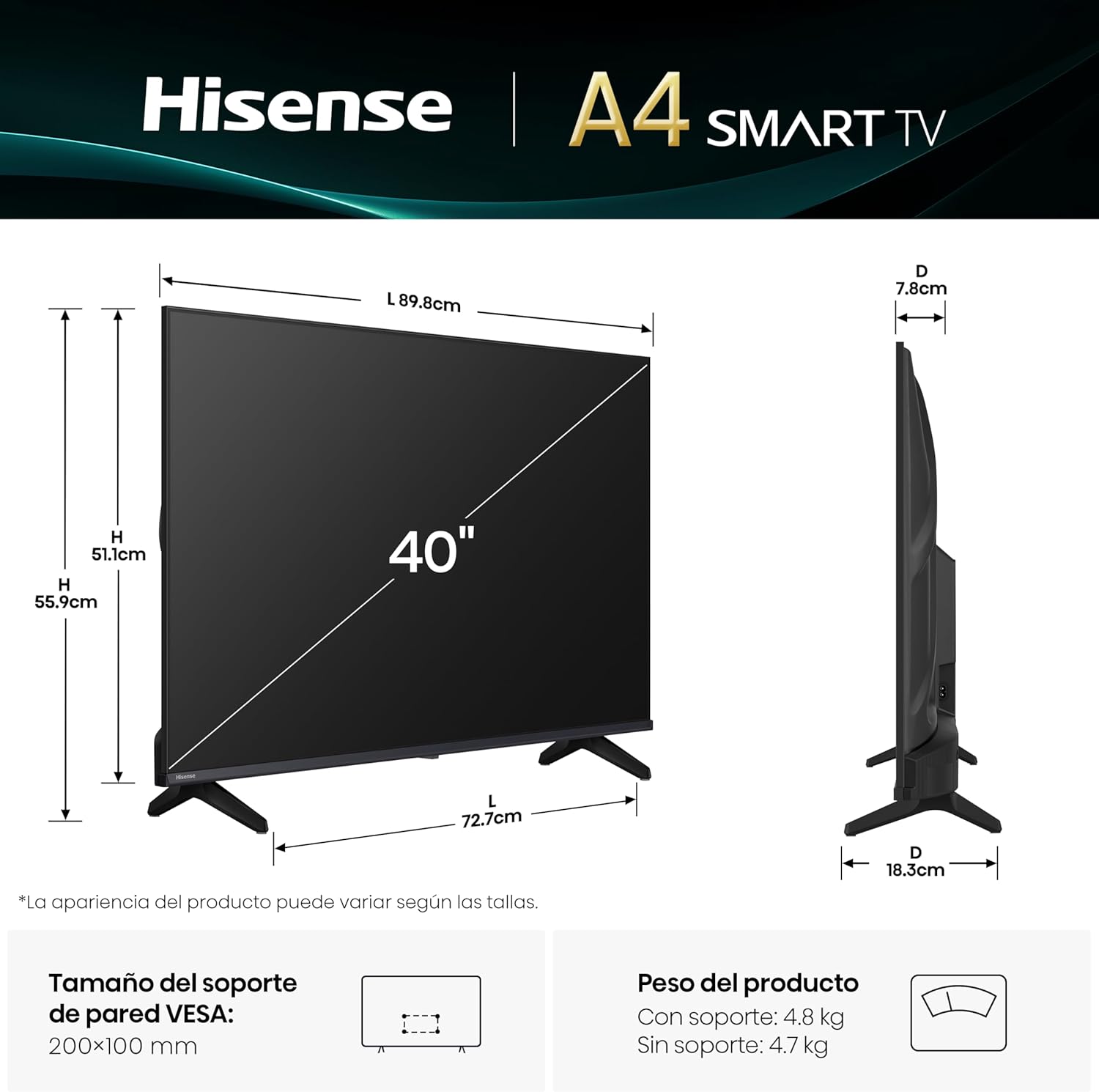 Pantalla Hisense 40A4NV-2